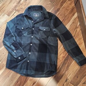 Men's Plaid Button-Up Shirt - Black and Gray